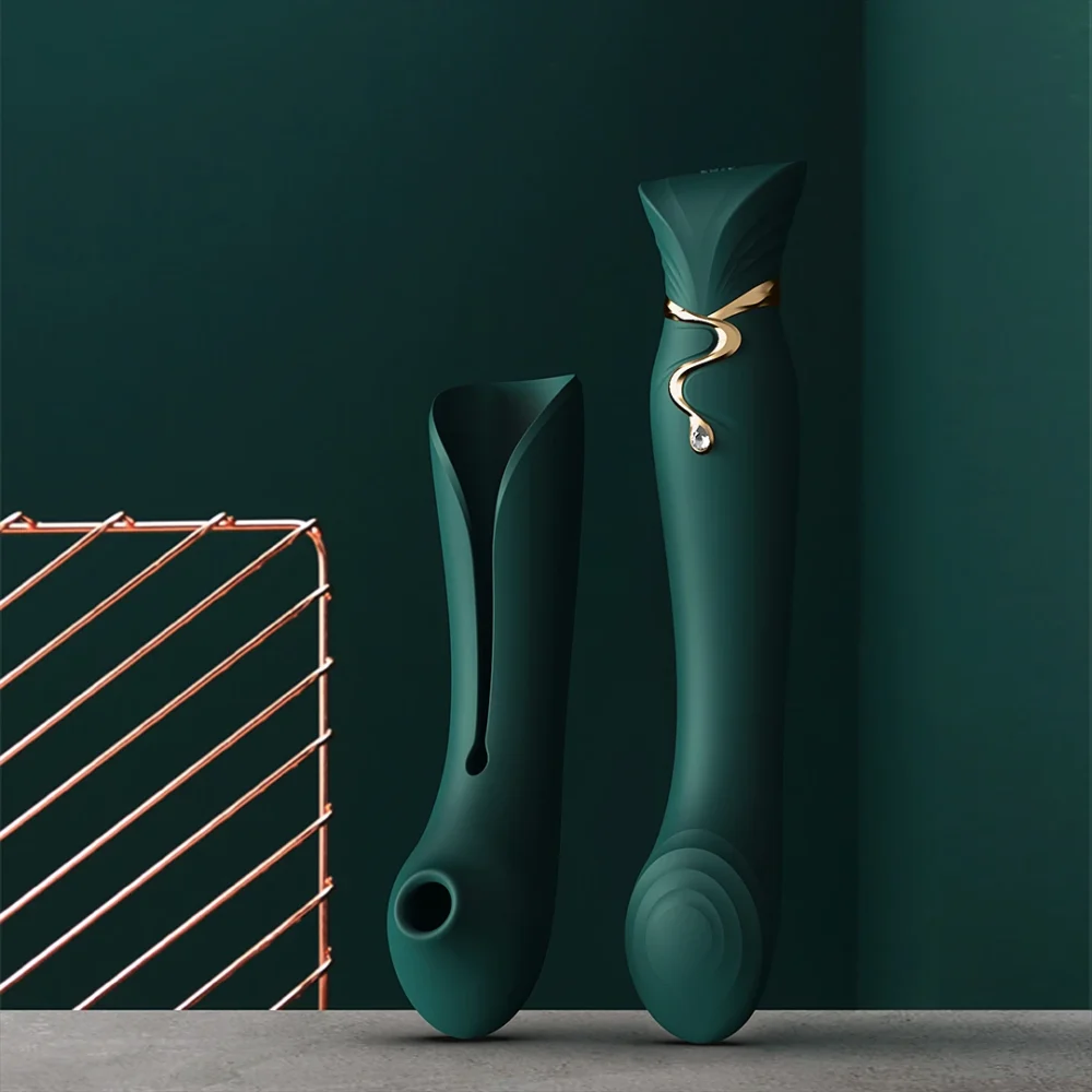 ZALO® Queen Set G-spot PulseWave Vibrator and in and out thrust like a regular vibrator in Turqouise Green color.